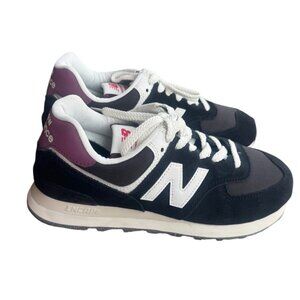 New Balance 574 Casual Sneakers Unisex W 8/M 6.5 Black & Burgundy Shoes